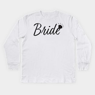 Black Bride text and Diamond ring Kids Long Sleeve T-Shirt